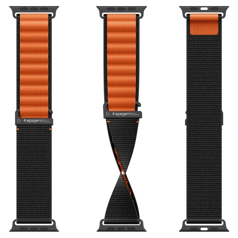 Spigen WBF1 Pásek Apple Watch 6/7/8/9/10/SE/Ultra 1/2 44/45/46/49mm Černá/oranžová - 9