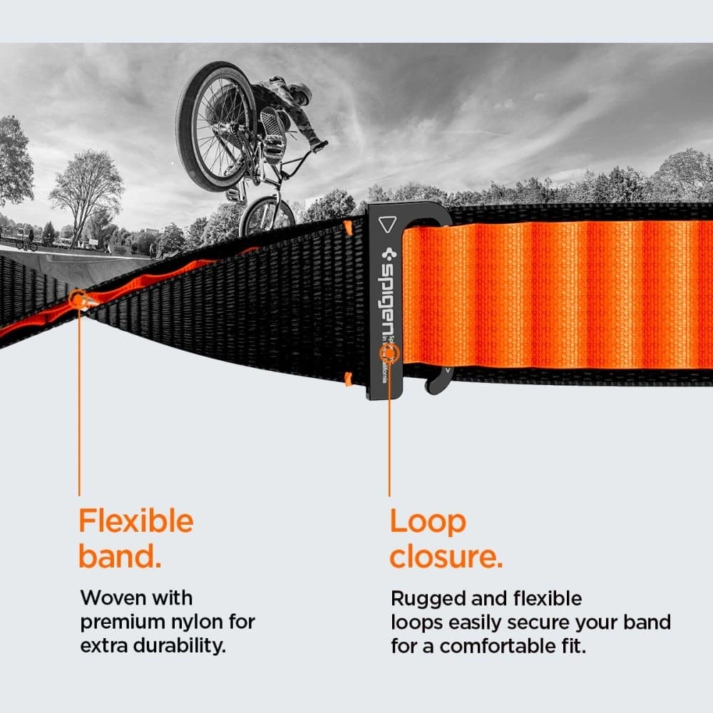 Spigen WBF1 Pásek Apple Watch 6/7/8/9/10/SE/Ultra 1/2 44/45/46/49mm Černá/oranžová - 15