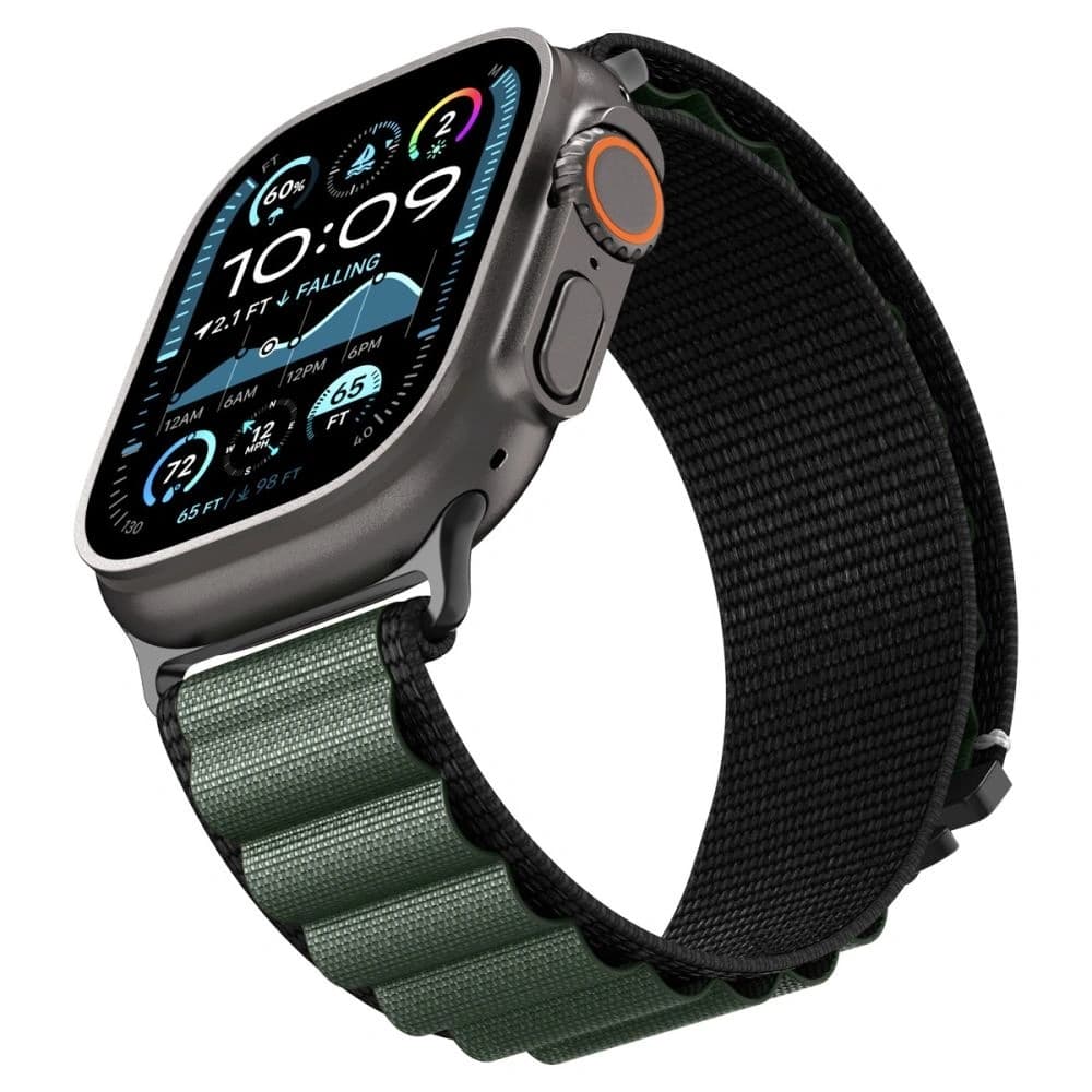 Spigen WBF1 Pásek Apple Watch 6/7/8/9/10/SE/Ultra 1/2 44/45/46/49mm Černá/zelená - 8