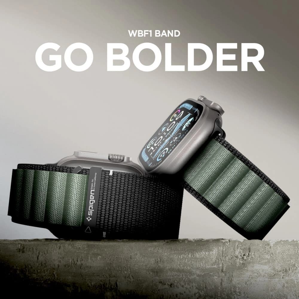 Spigen WBF1 Pásek Apple Watch 6/7/8/9/10/SE/Ultra 1/2 44/45/46/49mm Černá/zelená - 11