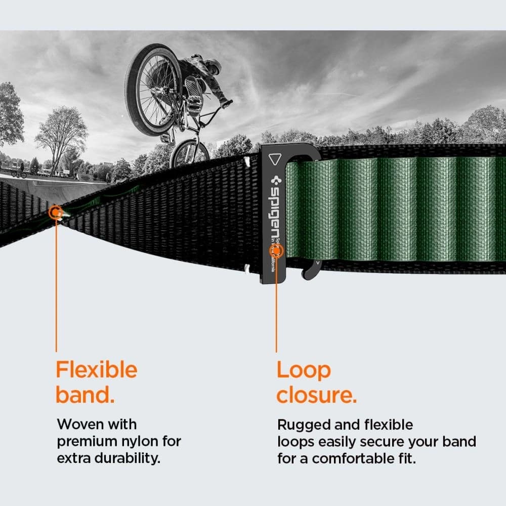 Spigen WBF1 Pásek Apple Watch 6/7/8/9/10/SE/Ultra 1/2 44/45/46/49mm Černá/zelená - 15