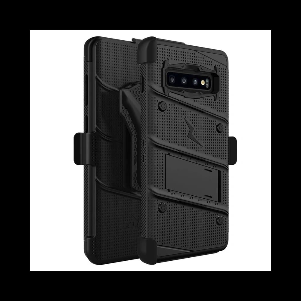 Zizo Bolt Cover - Case for Samsung Galaxy S10+ & Kickstand and Holster (Black/Black) - 7