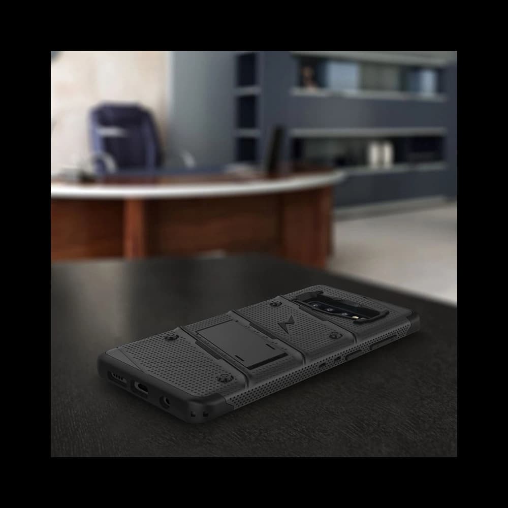 Zizo Bolt Cover - Case for Samsung Galaxy S10+ & Kickstand and Holster (Black/Black) - 8