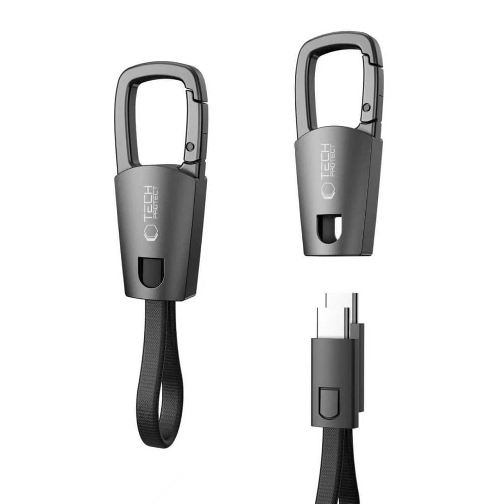 Tech-Protect Ultraboost DNA Keychain USB-C / USB-C Cable PD 60W / 3A Iron Grey - 1