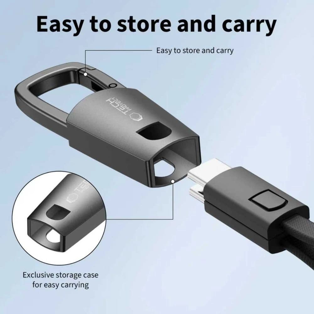 Tech-Protect Ultraboost DNA Keychain USB-C / USB-C Cable PD 60W / 3A Iron Grey - 3