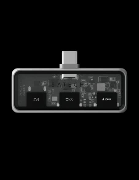 Satechi Mobile XR Hub cu Audio, USB-C / USB-C PD 100W, USB-C DP 1.4 4K@60Hz, Jack de 3.5mm gri