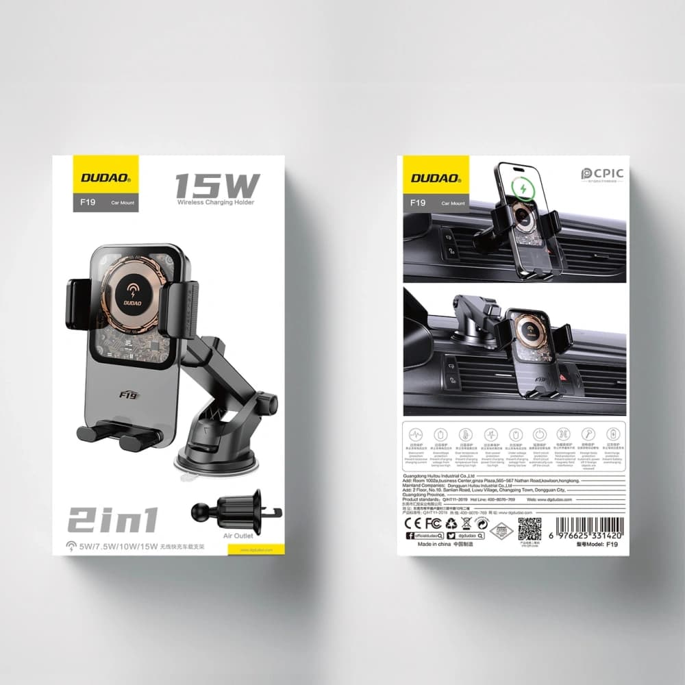 DUDAO F19 car mount with a 15W wireless charger black - 5