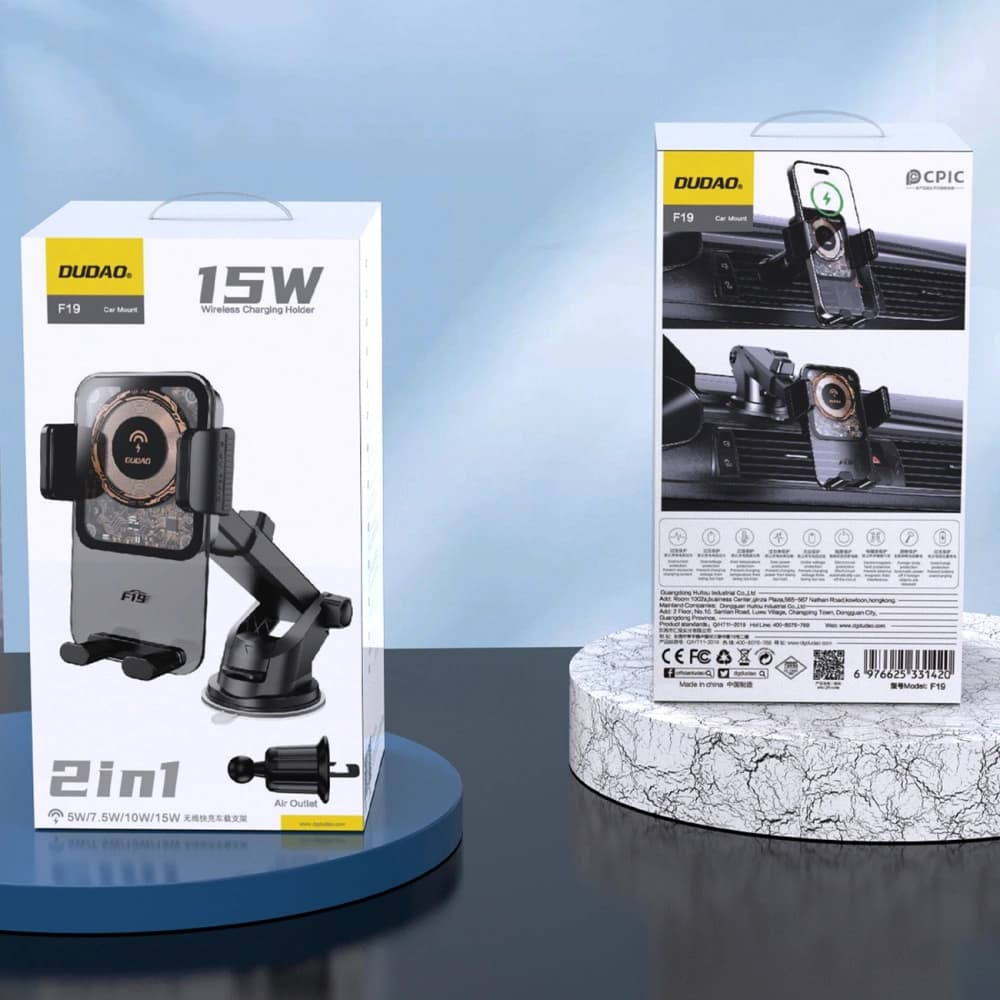 DUDAO F19 car mount with a 15W wireless charger black - 10