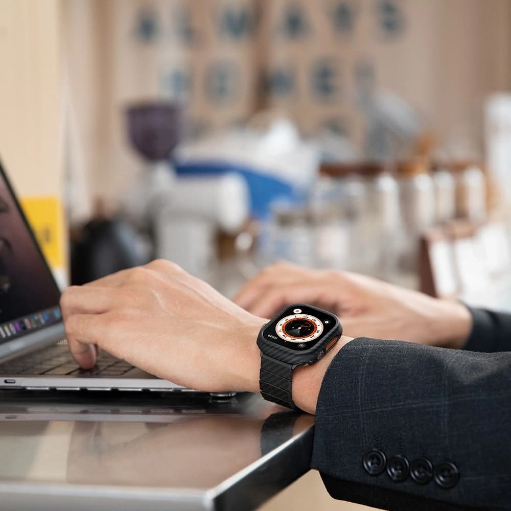 PITAKA Carbon Fiber Modern pentru Apple Watch 1/2/3/4/5/6/7/8/9/10/11/SE/SE 3/Ultra/Ultra 2/Ultra 3 negru gri - 20