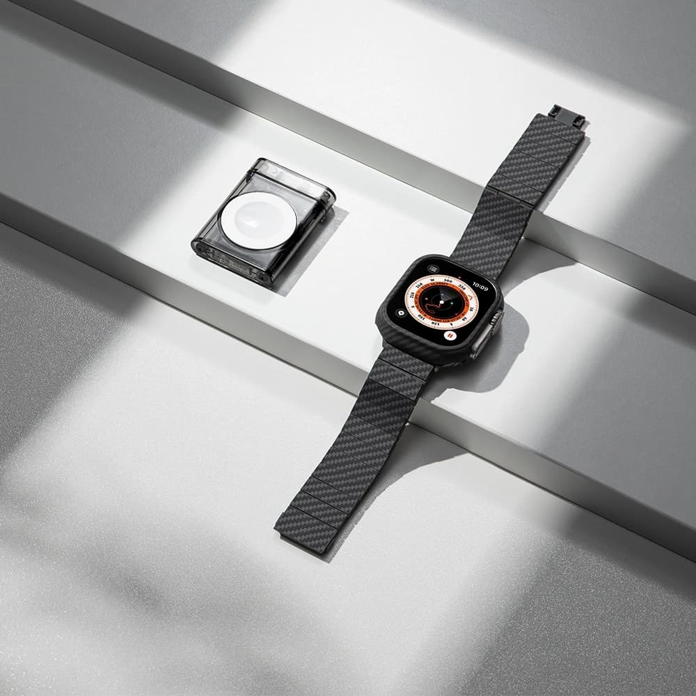 PITAKA Carbon Fiber Modern pentru Apple Watch 1/2/3/4/5/6/7/8/9/10/11/SE/SE 3/Ultra/Ultra 2/Ultra 3 negru gri - 21