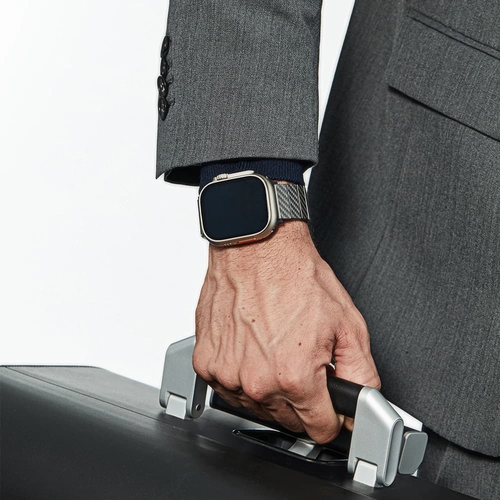 PITAKA Carbon Fiber Modern pentru Apple Watch 1/2/3/4/5/6/7/8/9/10/11/SE/SE 3/Ultra/Ultra 2/Ultra 3 negru gri - 25