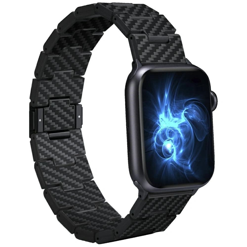 PITAKA Carbon Fiber Retro pentru Apple Watch 1/2/3/4/5/6/7/8/9/10/11/SE/SE 3/Ultra/Ultra 2/Ultra 3 negru gri - 1