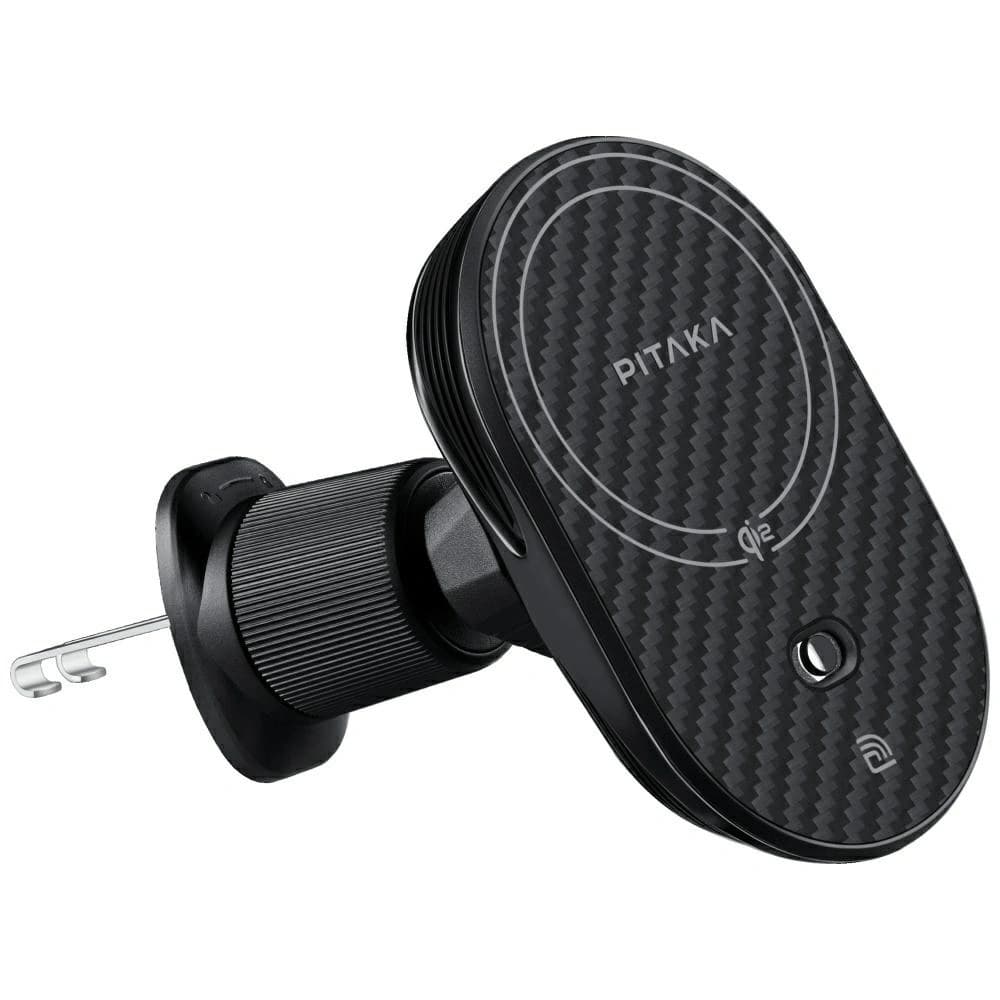 PITAKA MagEZ Pro 2 Qi2 15W NFC MagSafe car mount with wireless charger black grey - 2