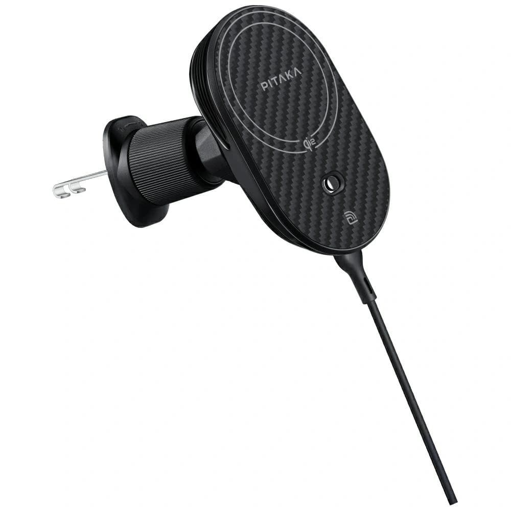 PITAKA MagEZ Pro 2 Qi2 15W NFC MagSafe car mount with wireless charger black grey - 6