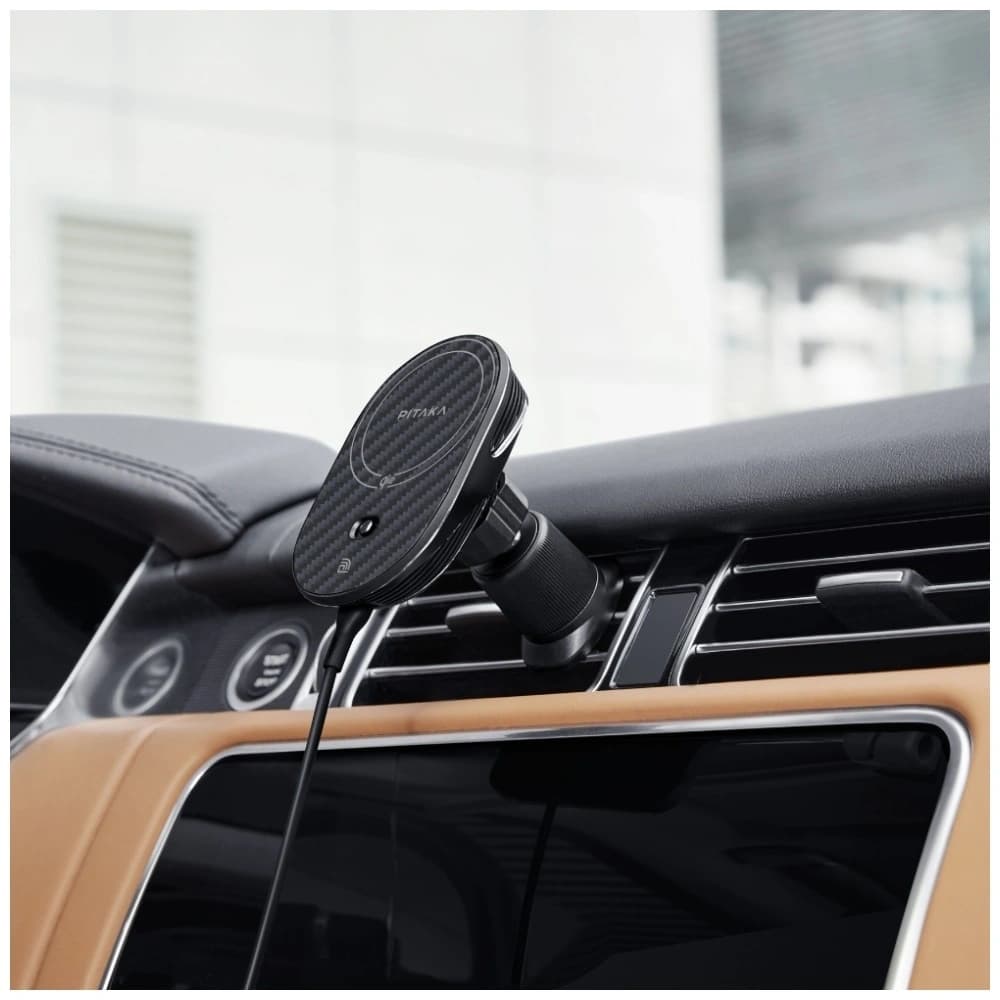 PITAKA MagEZ Pro 2 Qi2 15W NFC MagSafe car mount with wireless charger black grey - 7