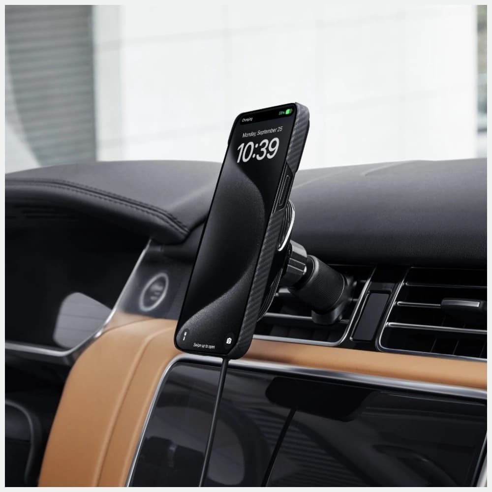 PITAKA MagEZ Pro 2 Qi2 15W NFC MagSafe car mount with wireless charger black grey - 9