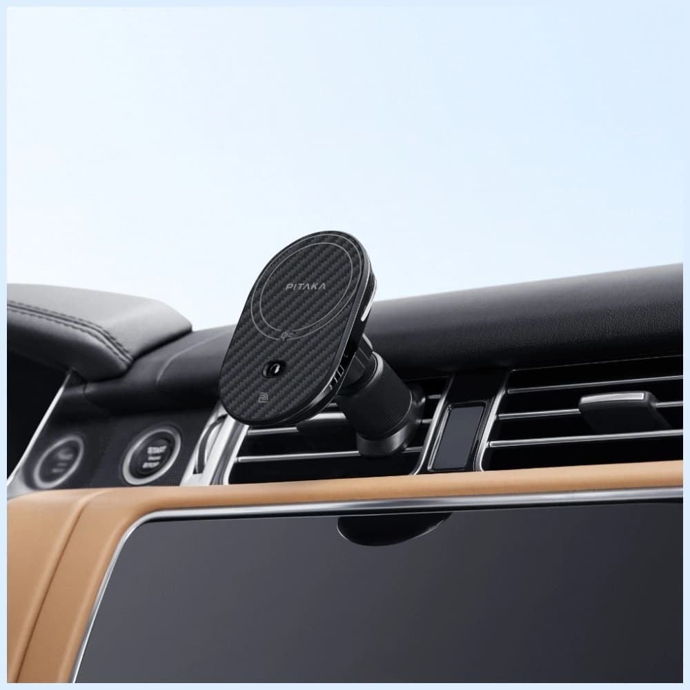 PITAKA MagEZ Pro 2 Qi2 15W NFC MagSafe car mount with wireless charger black grey - 10