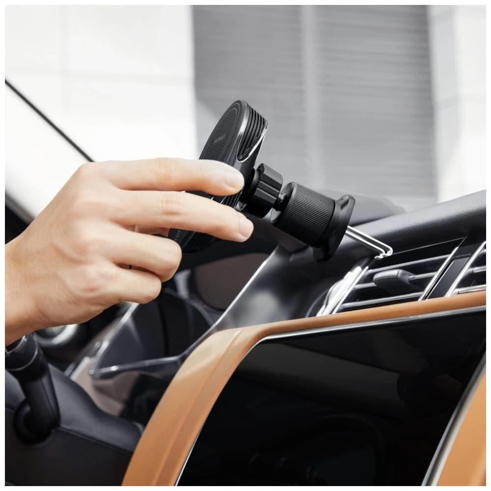 PITAKA MagEZ Pro 2 Qi2 15W NFC MagSafe car mount with wireless charger black grey - 13