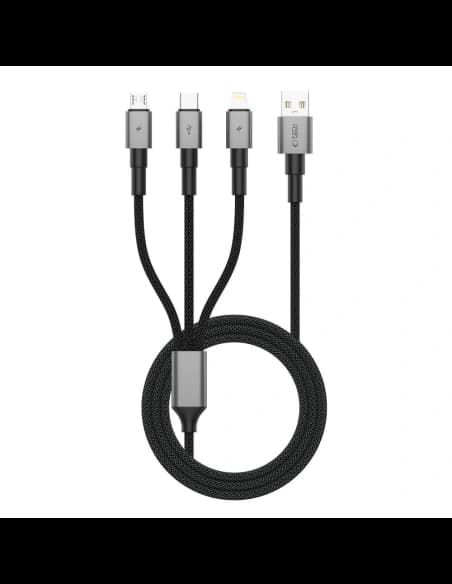Tech-Protect Ultraboost Dna 3in1 USB-A / Lightning, USB-C, Micro USB Kábel 3a 120cm Vas Szürke
