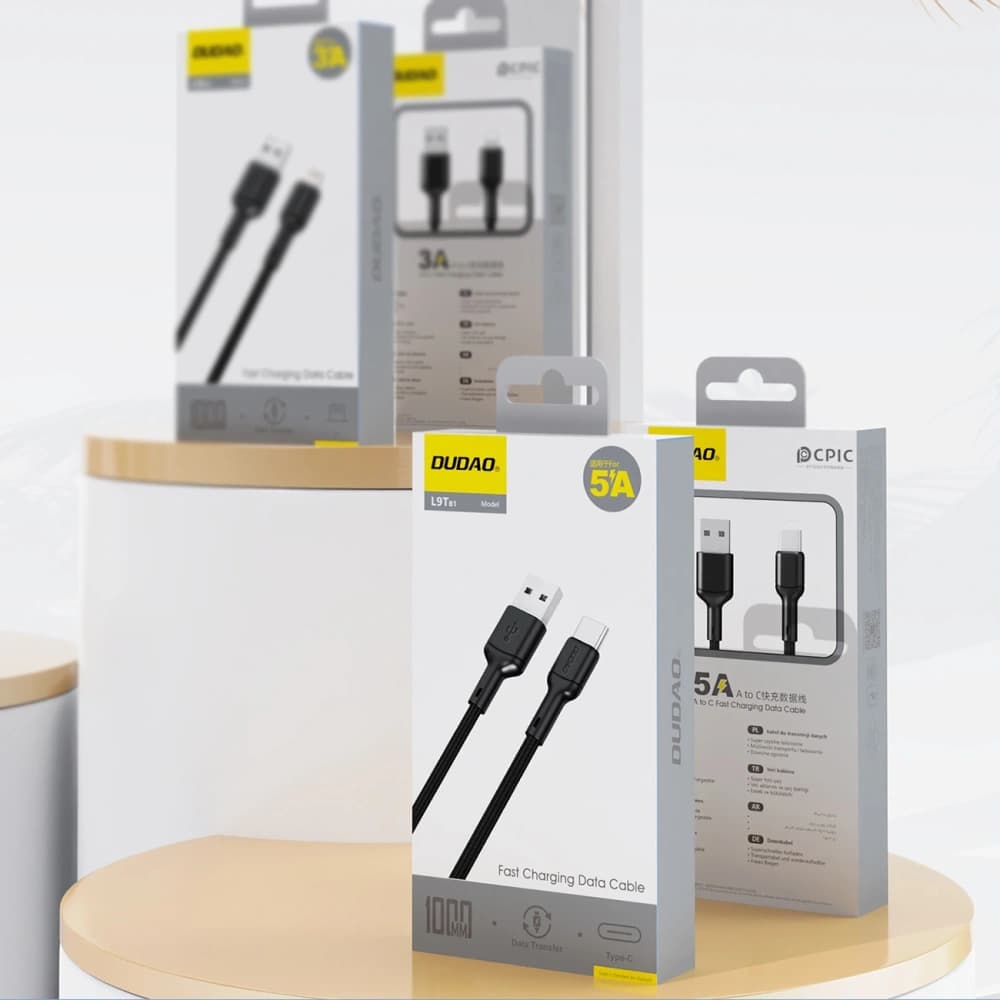 Dudao L9T 5A USB-A / USB-C 1m fekete - 5