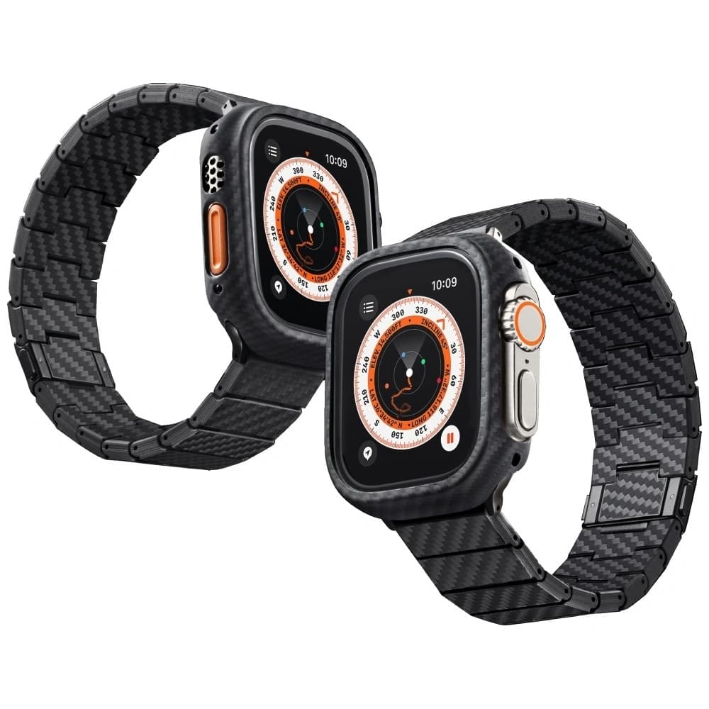 PITAKA Carbonfaser Modern Apple Watch 1/2/3/4/5/6/7/8/9/10/11/SE/SE 3/Ultra/Ultra 2/Ultra 3 schwarz grau - 3