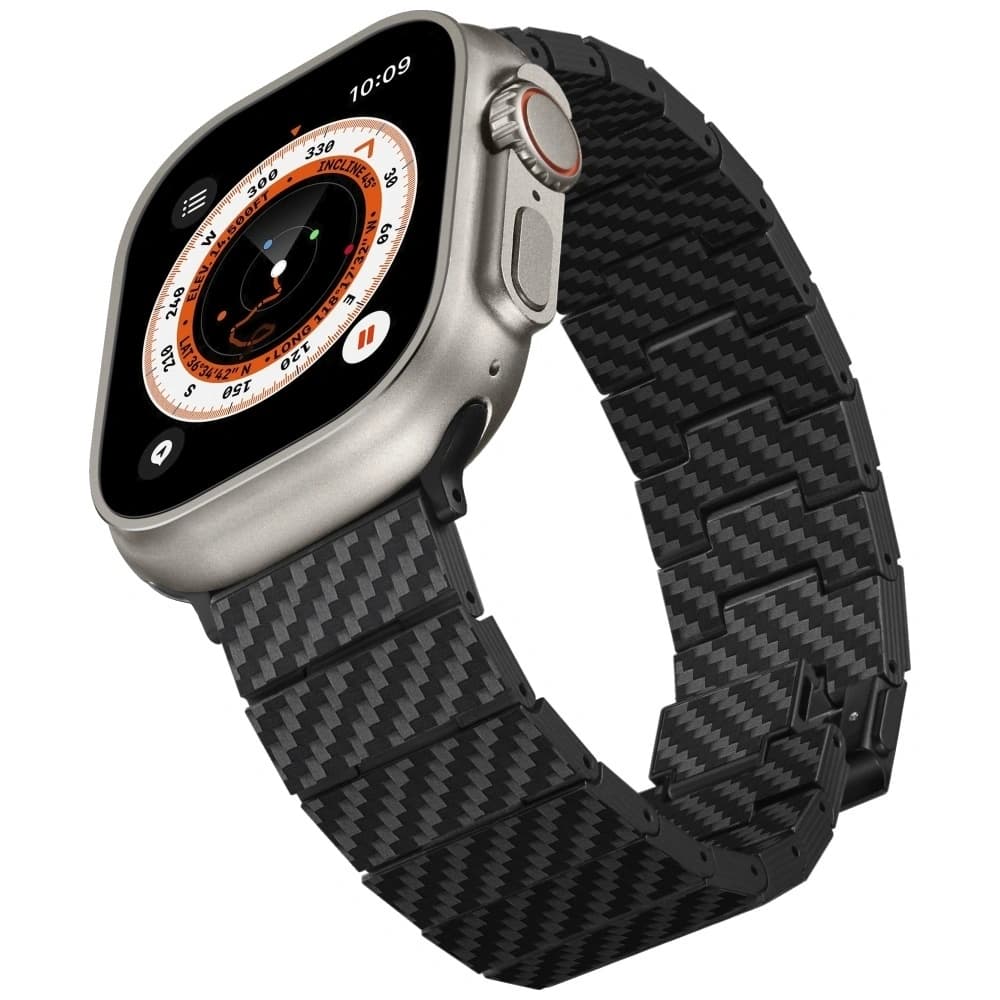 PITAKA Carbonfaser Modern Apple Watch 1/2/3/4/5/6/7/8/9/10/11/SE/SE 3/Ultra/Ultra 2/Ultra 3 schwarz grau - 4