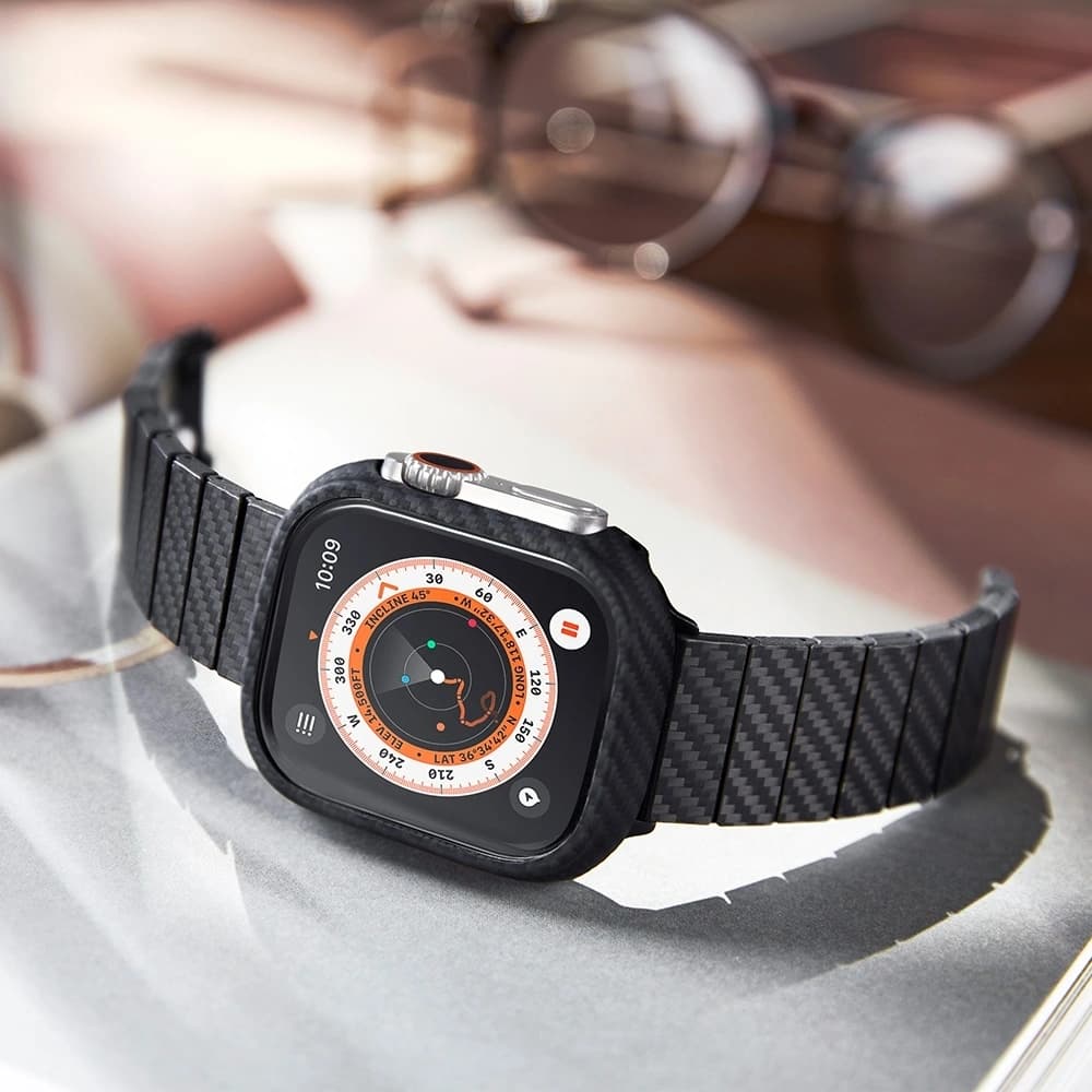 PITAKA Carbonfaser Modern Apple Watch 1/2/3/4/5/6/7/8/9/10/11/SE/SE 3/Ultra/Ultra 2/Ultra 3 schwarz grau - 15