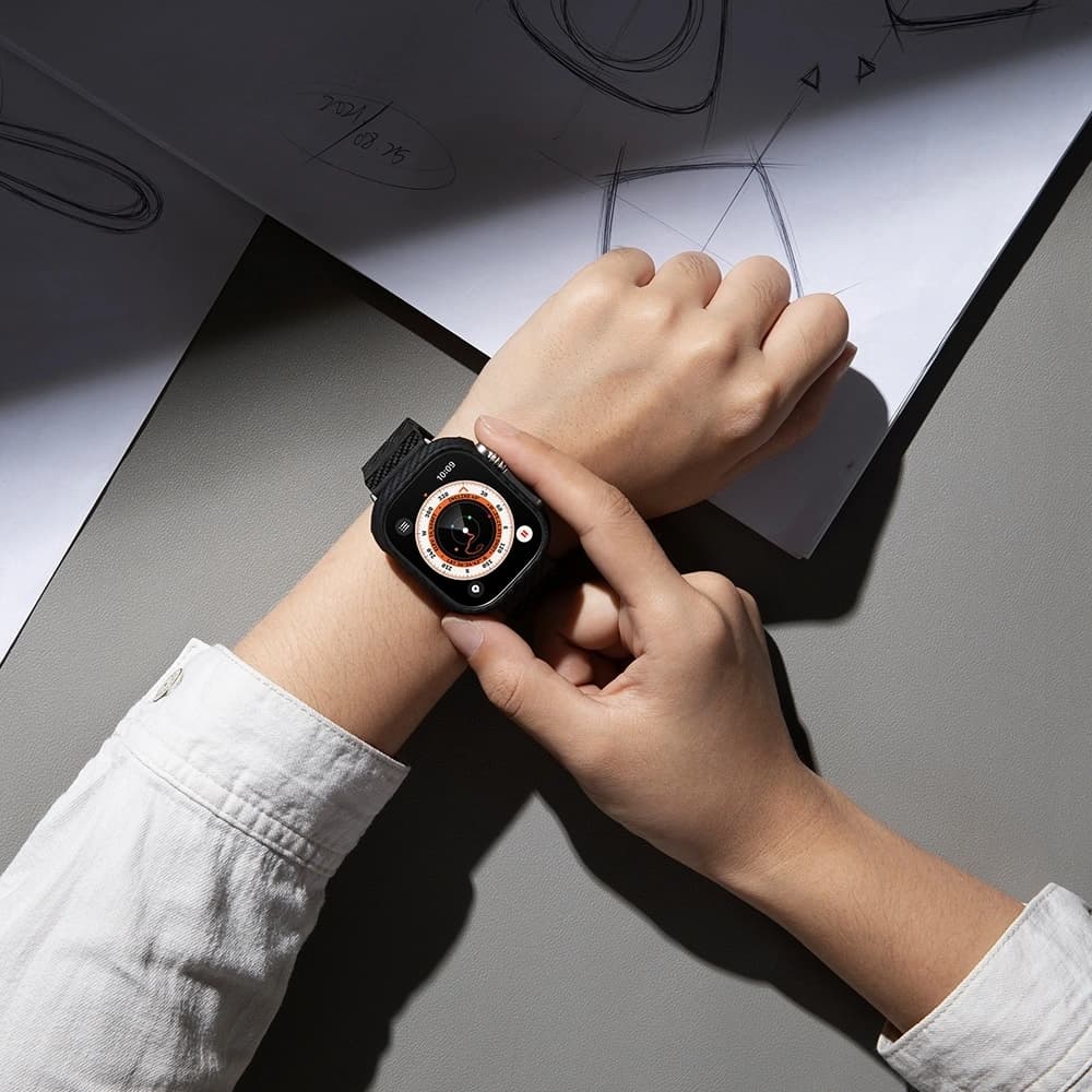 PITAKA Carbonfaser Modern Apple Watch 1/2/3/4/5/6/7/8/9/10/11/SE/SE 3/Ultra/Ultra 2/Ultra 3 schwarz grau - 16