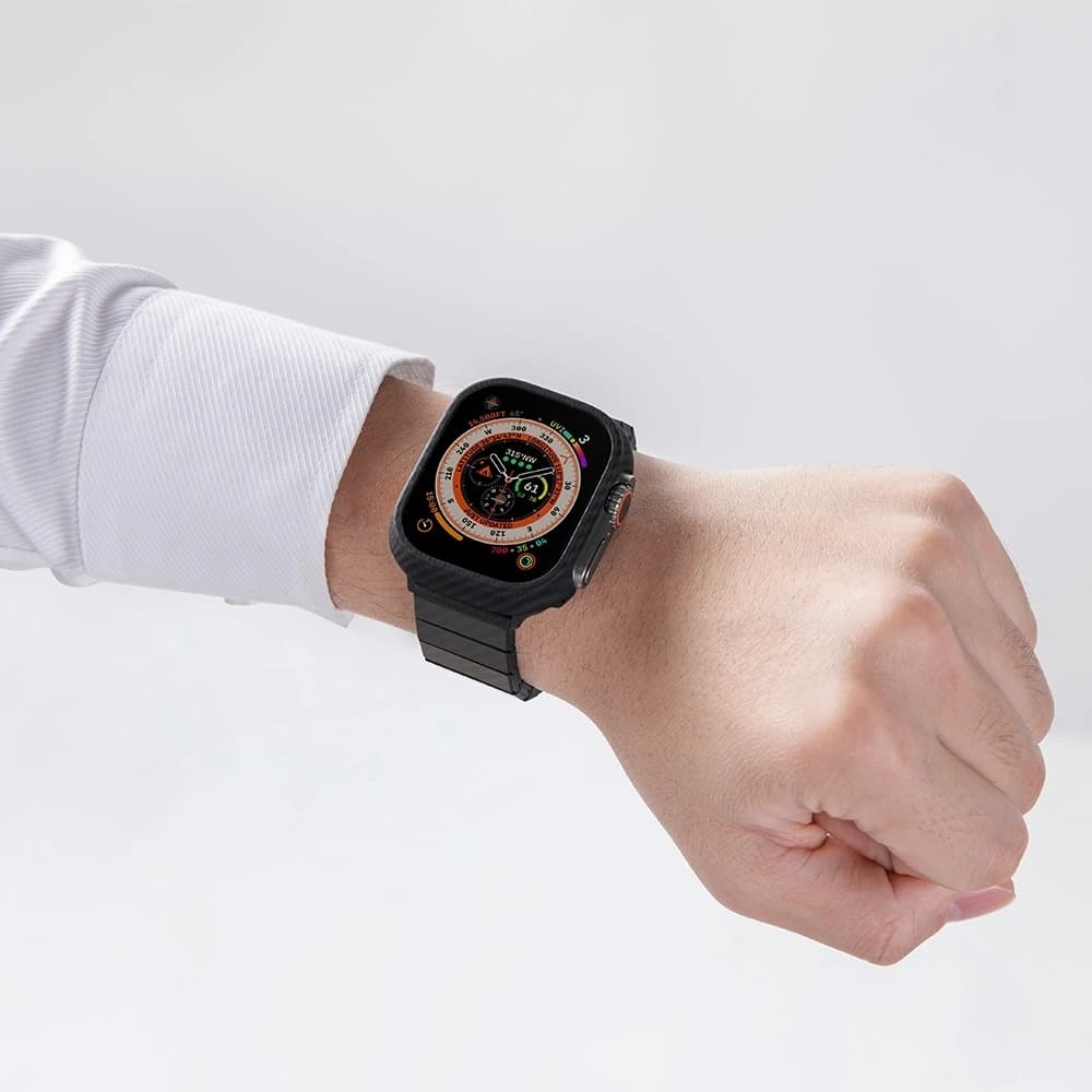 PITAKA Carbonfaser Modern Apple Watch 1/2/3/4/5/6/7/8/9/10/11/SE/SE 3/Ultra/Ultra 2/Ultra 3 schwarz grau - 17