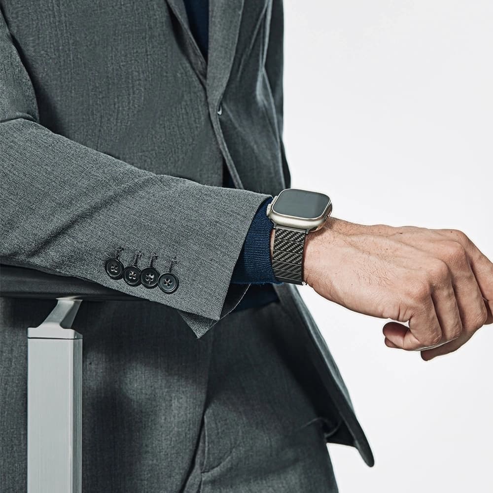 PITAKA Carbonfaser Modern Apple Watch 1/2/3/4/5/6/7/8/9/10/11/SE/SE 3/Ultra/Ultra 2/Ultra 3 schwarz grau - 24