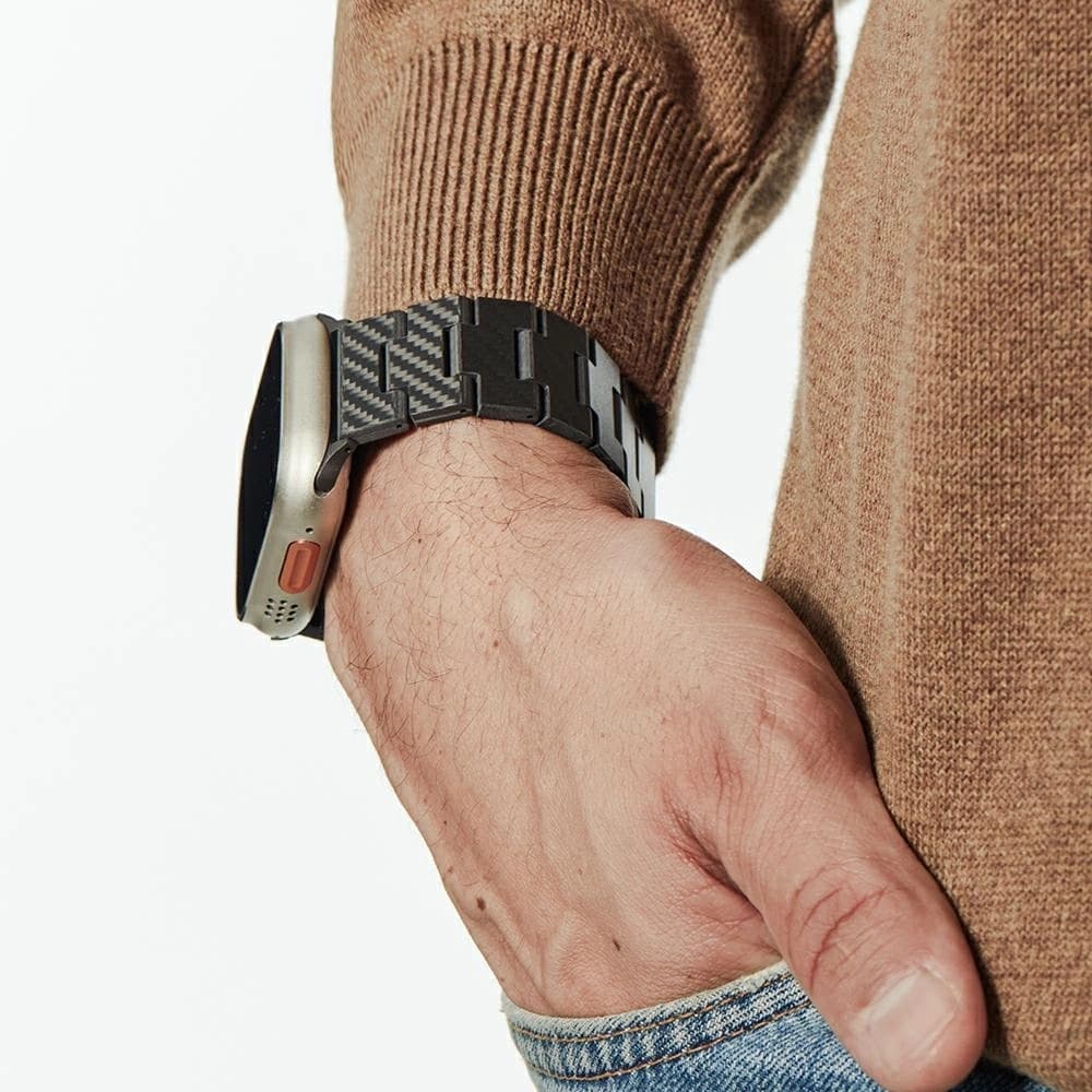 PITAKA Carbonfaser Modern Apple Watch 1/2/3/4/5/6/7/8/9/10/11/SE/SE 3/Ultra/Ultra 2/Ultra 3 schwarz grau - 27