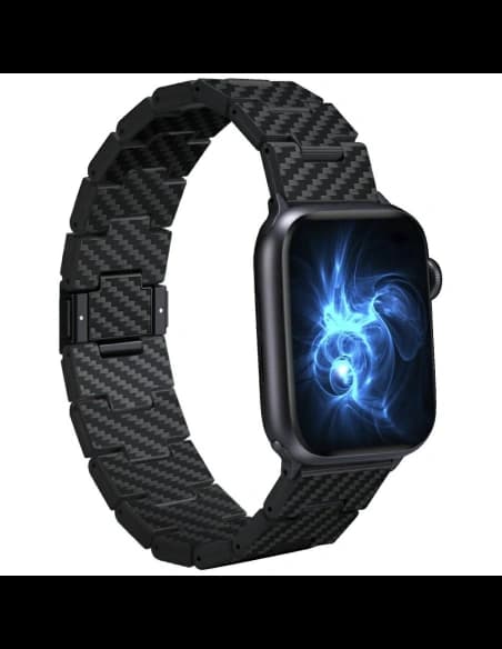 PITAKA Carbonfaser Retro Apple Watch 1/2/3/4/5/6/7/8/9/10/11/SE/SE 3/Ultra/Ultra 2/Ultra 3 schwarz grau