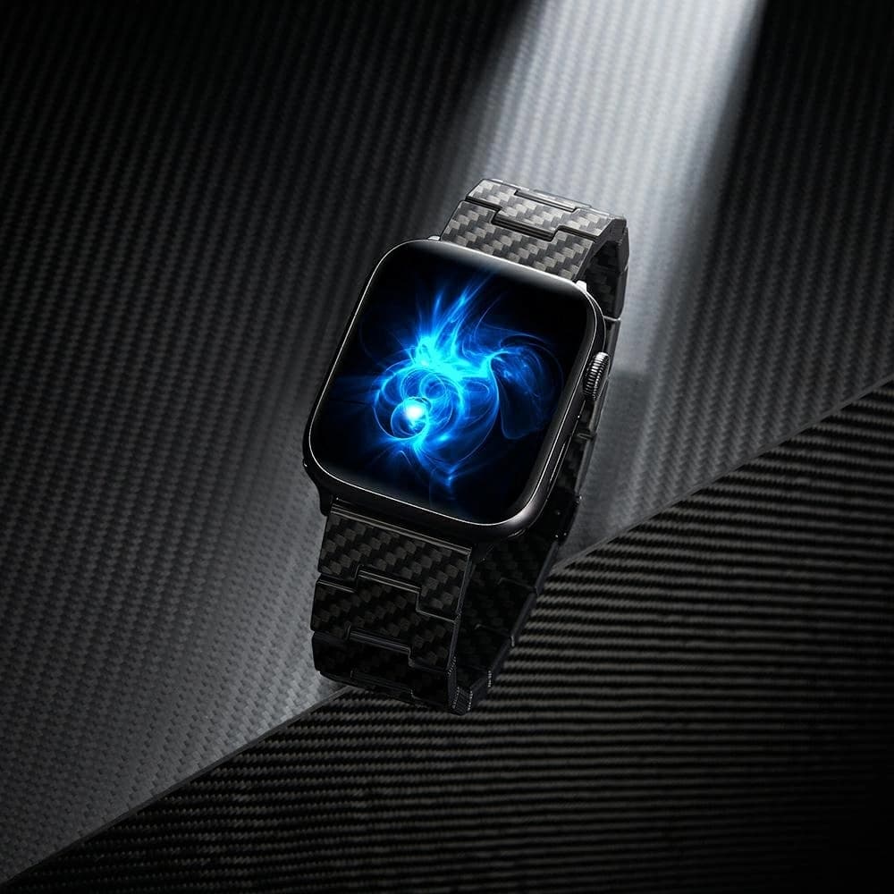 PITAKA Carbonfaser Retro Apple Watch 1/2/3/4/5/6/7/8/9/10/11/SE/SE 3/Ultra/Ultra 2/Ultra 3 schwarz grau - 13