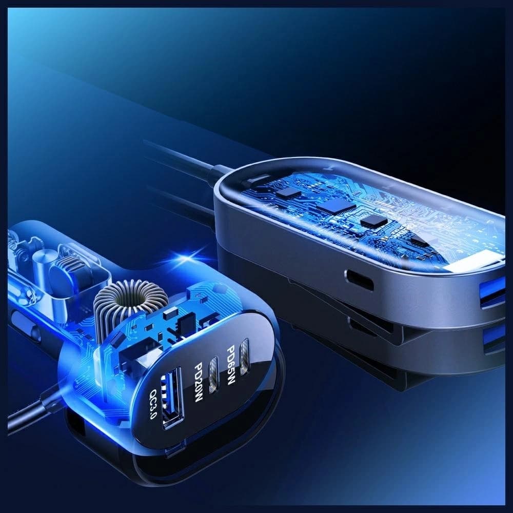 3MK Double Car Charger 135W PD QC PPS 2xUSB-A 4xUSB-C grey - 7