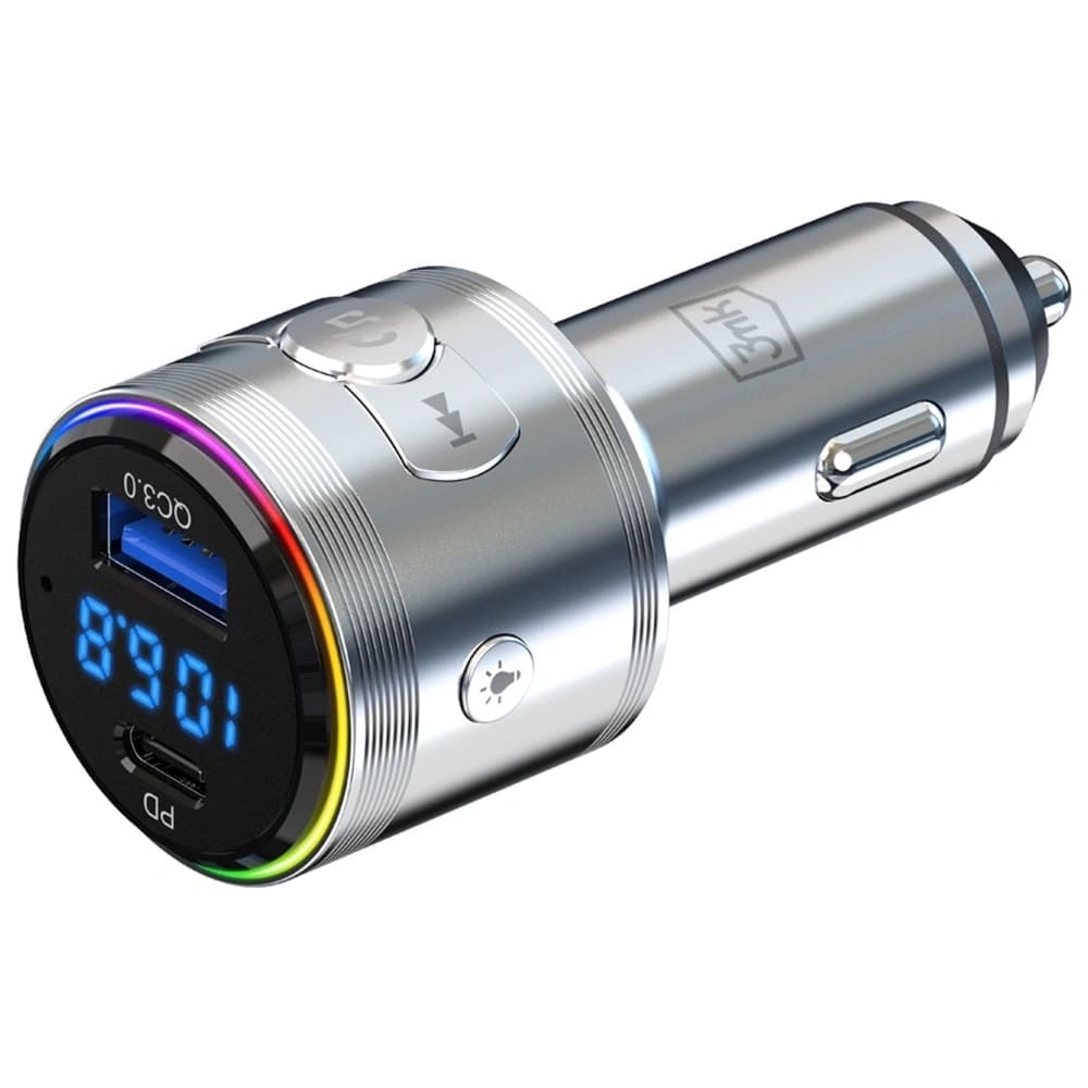 Transmițător de putere 3MK Hyper Car 48W QC PD PPS USB-C / USB-A cu transmițător audio argintiu - 4