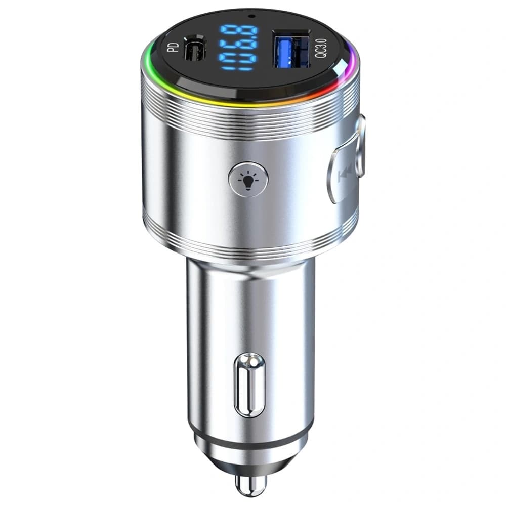 Transmițător de putere 3MK Hyper Car 48W QC PD PPS USB-C / USB-A cu transmițător audio argintiu - 6