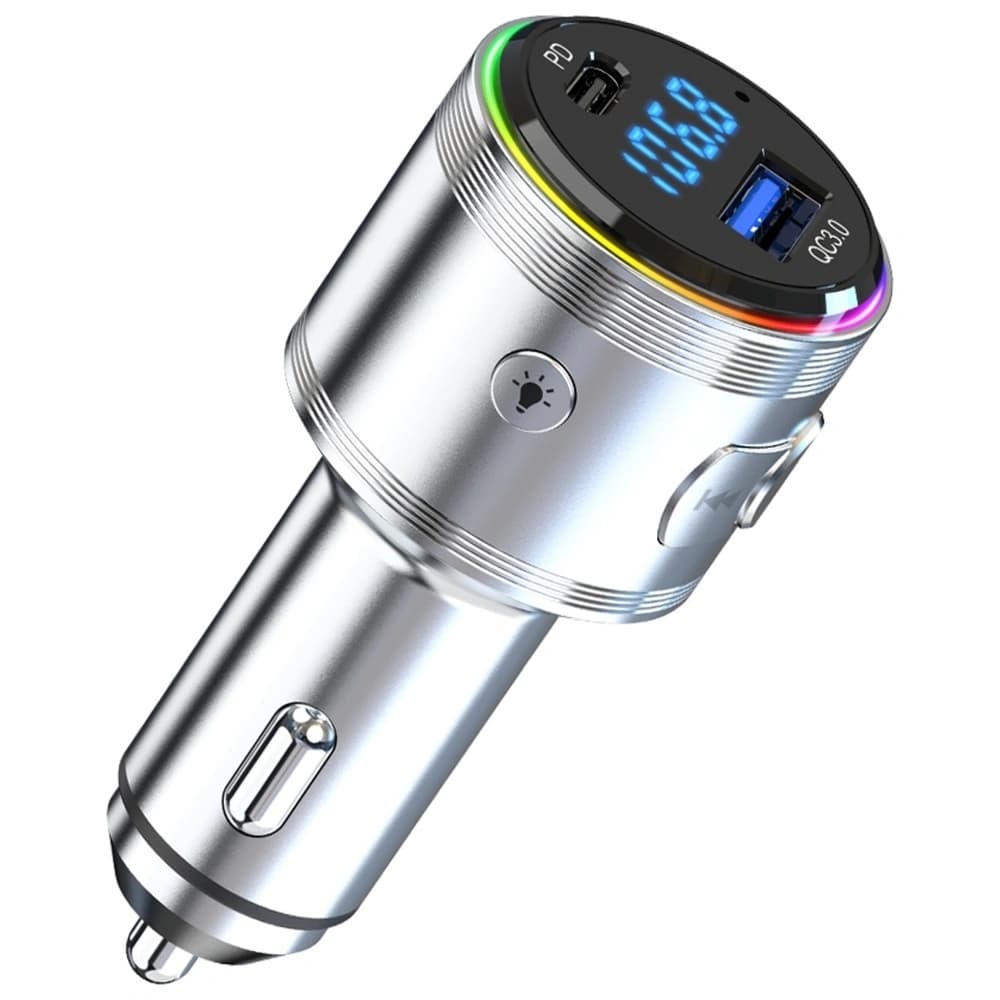 Transmițător de putere 3MK Hyper Car 48W QC PD PPS USB-C / USB-A cu transmițător audio argintiu - 7