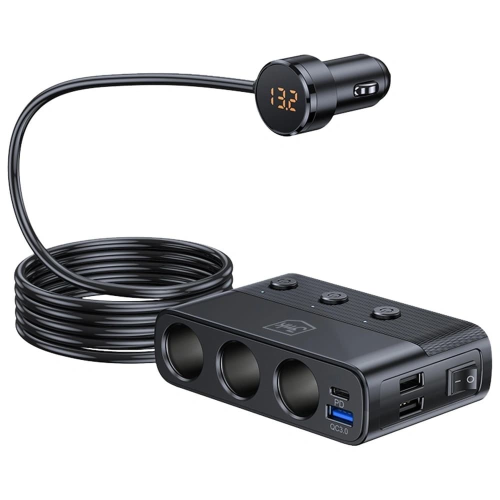 3MK Împărțitor de putere auto 120W PD QC PPS 3xUSB-A, USB-C, 3xDC negru - 2