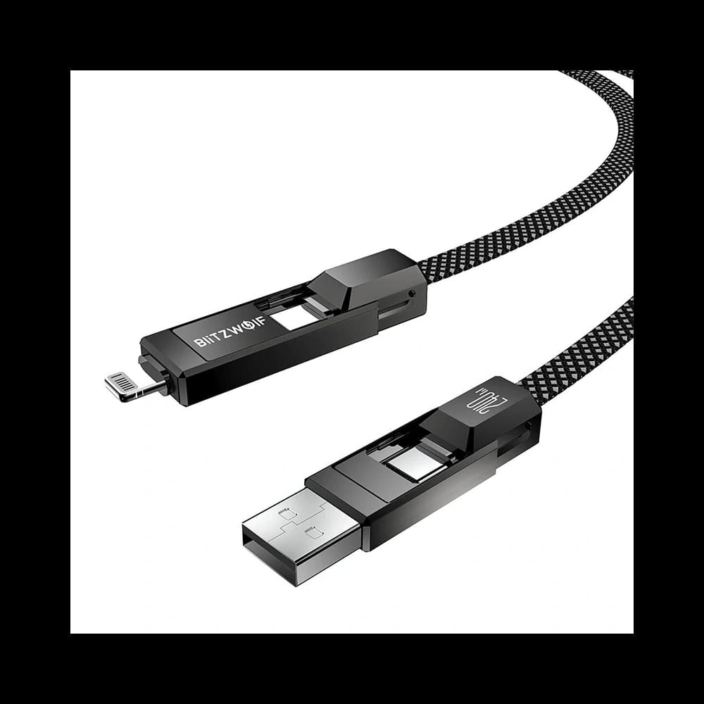 Blitzwolf BW-HDC7 Cablu USB 4 în 1 USB-A, USB-C / USB-C, Lightning 240W 1.2m (negru) - 5