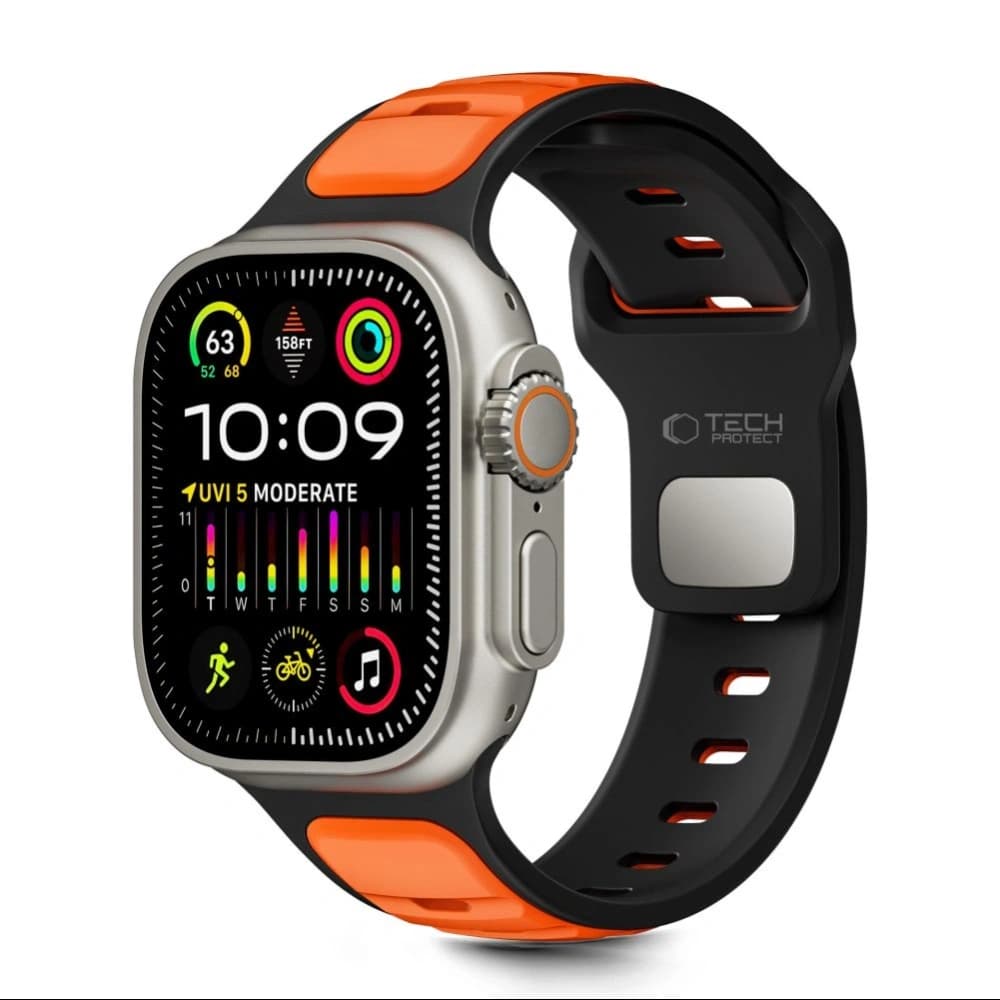 Tech-Protect IconBand Line Apple Watch 8 / 9 / 10 / 11 / SE / Ultra 44/45/46/49mm Černá/oranžová - 1