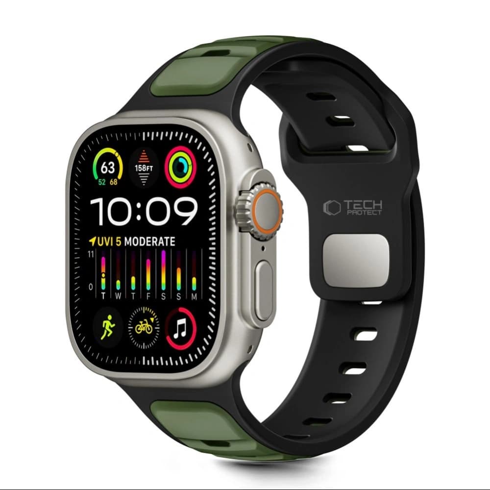 Tech-Protect IconBand Line Apple Watch 8 / 9 / 10 / 11 / SE / Ultra 44/45/46/49mm Černá/zelená - 1