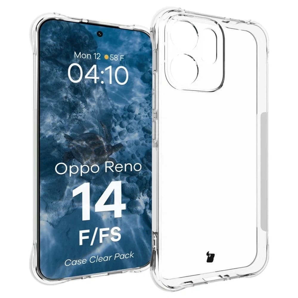 Carcasa Bizon Case Clear Pack + 2x folie de protecție pentru ecran Oppo Reno 14 F / FS - 3