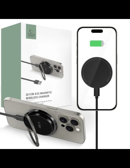 [CR] Ładowarka bezprzewodowa Tech-Protect QI15W-A33 Magnetic MagSafe Wireless Charger Black