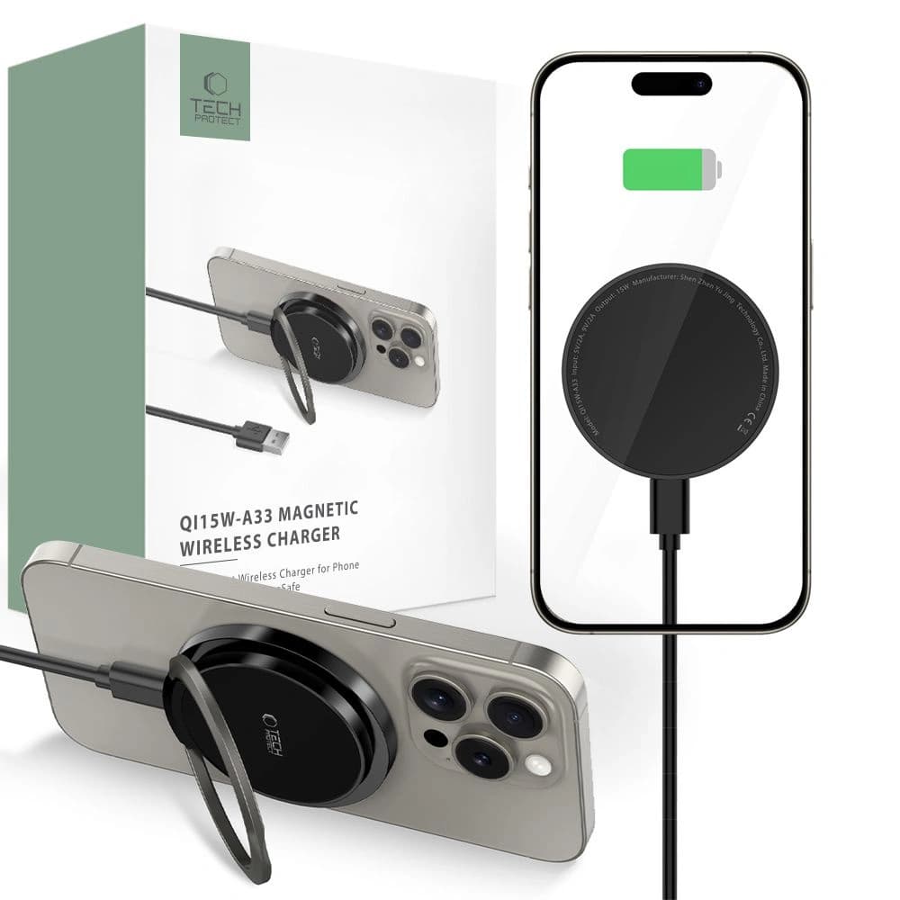[CR] Încărcător wireless Tech-Protect QI15W-A33 Magnetic MagSafe Încărcător fără fir Negru - 1