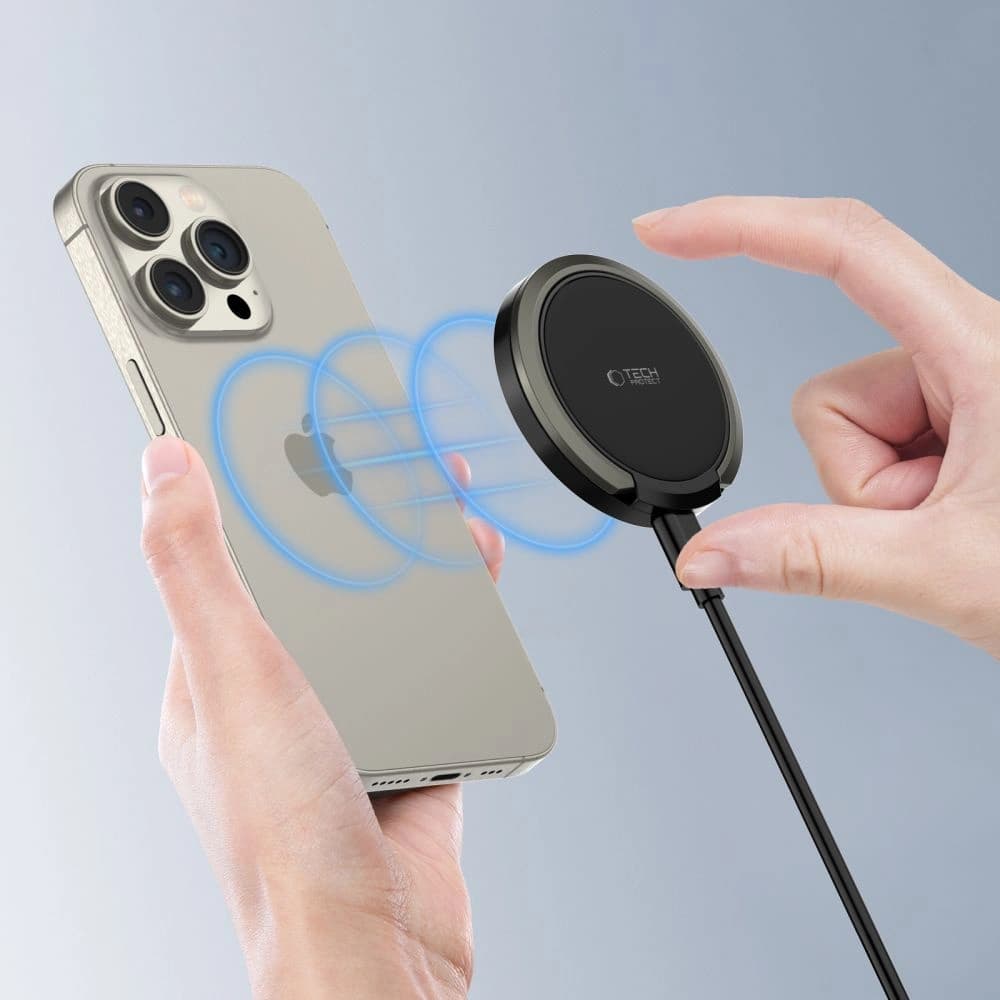 [CR] Încărcător wireless Tech-Protect QI15W-A33 Magnetic MagSafe Încărcător fără fir Negru - 6