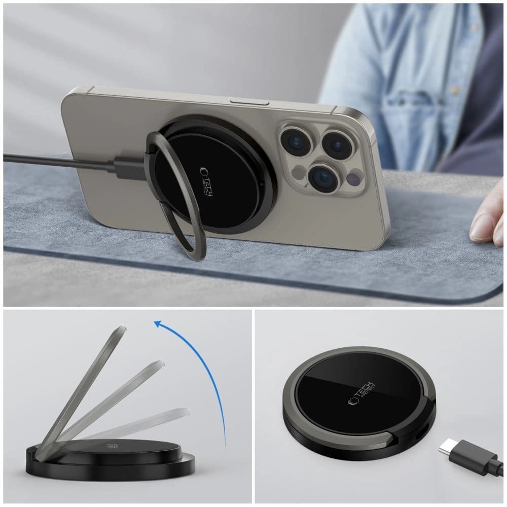 [CR] Încărcător wireless Tech-Protect QI15W-A33 Magnetic MagSafe Încărcător fără fir Negru - 9