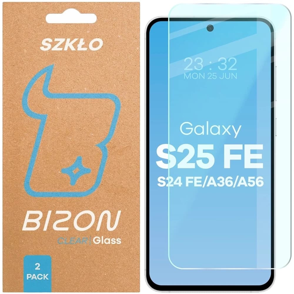 Bizon Glass Clear Duo Galaxy S25 FE / S24 FE / A36 5G / A56 5G [2 PACK] - 1