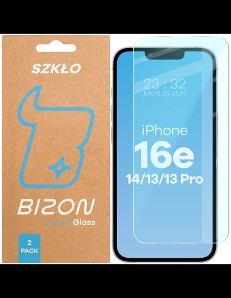 Szkło hartowane Bizon Glass Clear Duo do iPhone 16e / 14 / 13 Pro / 13 [2 PACK]