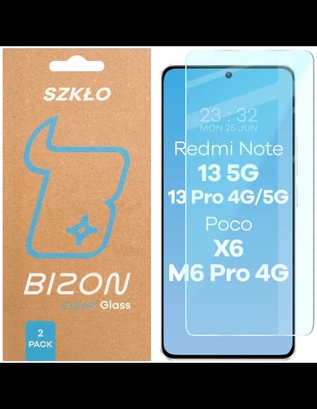 Bizon Glass Clear Duo Xiaomi POCO X6 / M6 Pro 4G / Redmi Note 13 5G / 13 Pro 4G/5G [2 PACK]