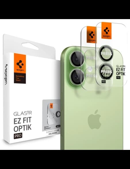 Protector de cameră Spigen Optik Pro Glas.tr ez Fit pentru Apple iPhone 16 / 16 Plus / 17 Verde [2 PACHET]